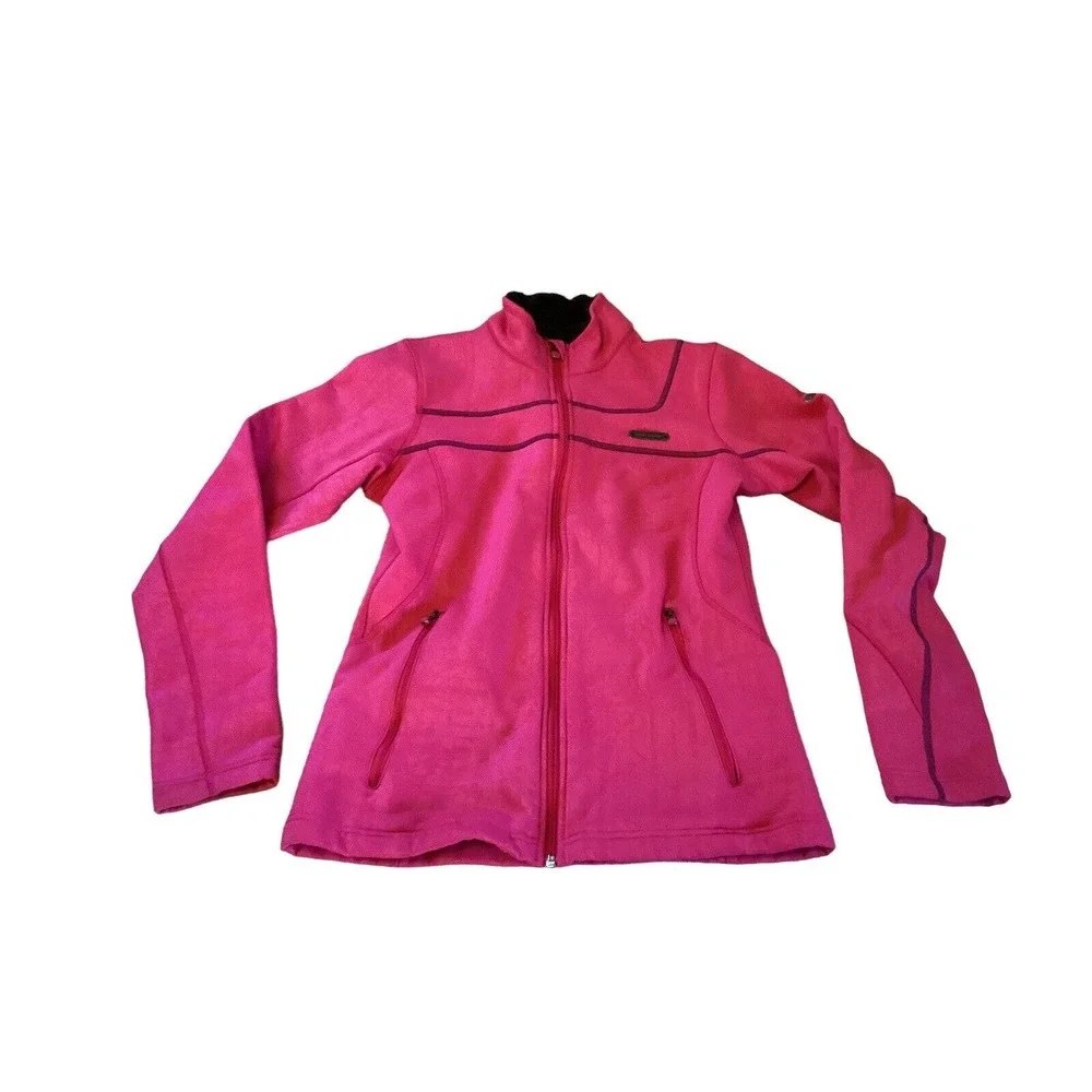 Under Armor Hot Pink pink Full Zip Jacket W/fuzzy Black Collar Women’s Small - Picture 2 of 7
